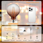 G125 Edison LED Bulb,4W Dim E26,2200K Gradient Brown Striated Glass | Large Globe Decorative Light Bulbs, Warm Ambient Glow, Dim, Match Lamps For Restaurant, Bar & Household Living Space