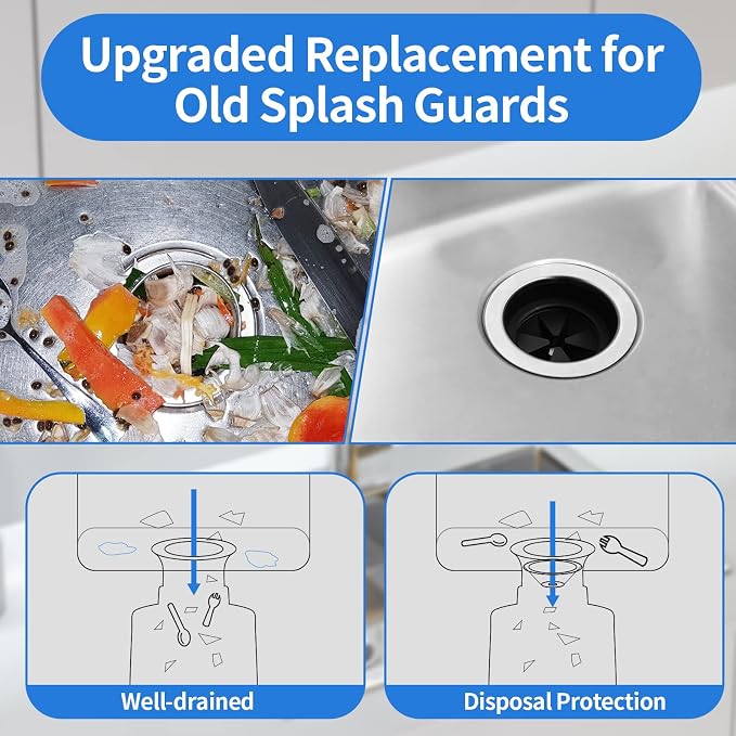 RQYEKDO Garbage Disposal Splash Guard,1 Pack 3 1/8 Inch Sink Baffle Disposer Drain Splash Guard Collar EPDM Rubber Upgraded Replacement Quiet Cover for Waste King, Whirlaway, GE Disposer