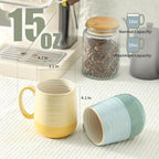 HASENSE Porcelain Coffee Mugs Set of 6, 15oz Large Ceramic Cups with Handle, Microwave & Dishwasher Safe for Latte Tea Cappuccino Gift for Women Men,Colorful