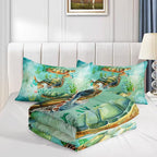 Datura home Sea Turtle Comforter Bedding Set for Kids Teens Adults,Watercolor Sea Turtle Light-Green and Blue Coral Seaweed Ocean Themed Comforter with 2 Pillowcases(Turtle Twin),Green Turtle