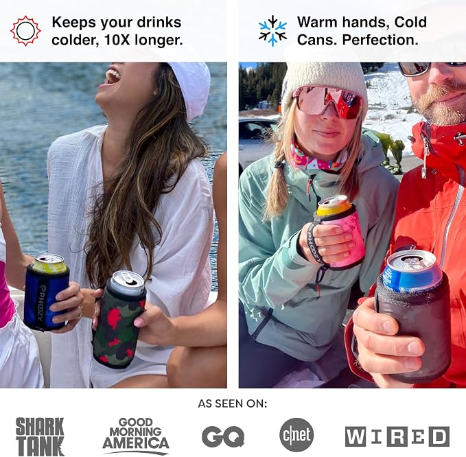 PHOOZY Insulated Can Cooler for 12 oz Cans - Patented Drink Sleeve with NASA-Inspired Technology - Keeps Beer, Soda & Sparkling Water Cold Longer - Lightweight Outdoor Can Holder - Blue