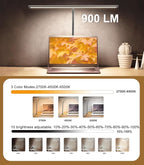 LED Desk Lamp for Home Office, Eye-Caring Computer Desk Light Bar with Adjustable Gooseneck, 12W Desk Lamp with Clamp, Remote Control, 30 Lighting Modes, Ideal for Reading, Studying