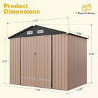 8x6 FT Outdoor Storage Shed with Floor & Lockable Double Doors, Heavy-Duty Galvanized Steel Outdoor Metal Shed for Bike, Tool, Generator Storage in Backyard, Patio (8’x6’, Floor)