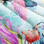 Kids Comforter Set Mermaid Scale Turtle Printed Pattern Bedding Set with 1 Comforter and 2 Pillowcases for Girls Boys Bedroom All Season(Turtle Full)