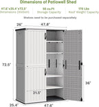 Patiowell 50 cu.ft Plastic Outdoor Storage Shed, Lockable Waterproof Resin Storage Cabinet Vertical Storage Shed for Garden Tools, Garbage Cans, Pool Supplies, White(Not Include Shelves)