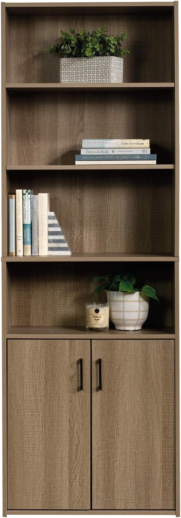 Sauder Beginnings Bookcase With Doors/ Book shelf, Summer Oak finish