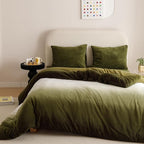 Wellboo Army Green Gradient Comforter Sets Queen Green White Fluffy Bedding Comforters Modern Gradient Dark Green Flannel Quilts Farmhouse Abstract Art Watercolor Comforters Sherpa Fuzzy Plush Bedding