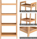 Bamboo Bookshelf, 4 Tier Ladder Shelf, Freestanding Storage Shelf Rack for Bathroom, Kitchen, Living Room