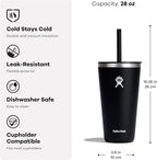 Hydro Flask All Around Tumbler Straw Lid, Insulated Travel Mug, Stainless Steel Coffee Cup 28 Oz Surf
