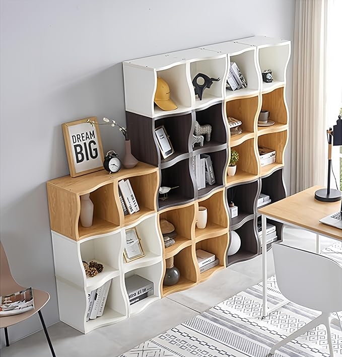 DIY Bookcase, 2 Cube Storage Organizer, Stackable Modular Book Shelf for Bedroom, Living Room, Office, Closet