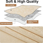 Smiry Rectangle Waterproof Heavy Duty Vinyl Tablecloths, 60 x 84 Inch | Wipeable Washable Floral Embossed Table Cover for Kitchen and Dining Room, Indoor & Outdoor Use, Beige