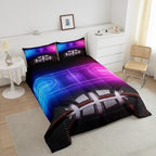 Erosebridal Sports Basketball Queen Comforter Set for Teen Boys Girls Neon Basketball Court Bedding Set,Ball Competitive Games Comforter Soft Lightweight Quilt Duvet Set 2 Pillow Cases Bedroom Decor