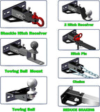 Universal Mower Trailer Hitch with 2in Receiver, Zero Turn Lawn Mower Tow Hitch Receiver for UTV Tractor Golf Cart,6mm Thickened Heavy-Duty Trailer Hitch Receivers with Chain Slot Pin Hole