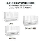 Davinci Hunter 3-in-1 Convertible Crib, White, Easy Assemble, Greenguard Gold Certified