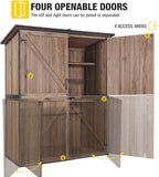Aivituvin Outdoor Storage Shed Upgraded with Strong Metal Frame Garden Tool Shed Storage House Cabinet with Adjustable Shelfs and Wooden Floor 4.6 x 2.42FT,Dark Brown