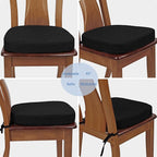 BUYUE Thickened 2.5" Friendly Woven Fabric Dining Chair Cushion, U-Shape High Density Foam Comfortable Chair Pad for Kitchen, Slip Resistant Indoor Seat Cushion (1 Piece, Black)