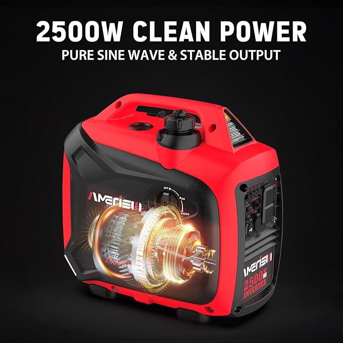 2500 Watt Portable Inverter Generator with CO Sensor and Quiet Technology for Camping, Tailgating (AM5020C)
