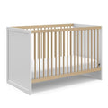 Storkcraft Calabasas 3-in-1 Convertible Crib (White with Driftwood) – GREENGUARD Gold Certified, Fits Standard Crib Mattress, Converts to Toddler Bed, Modern Style, Easy 30-Minute Assembly