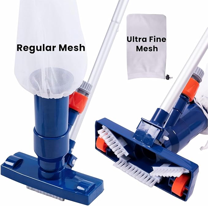 Upgraded Swimming Pool Spa Jet Vacuum Cleaner with Brush & 56" Pole,for Above Ground/Inflatable Pool,Hot Tub,Pond, Spa, Lake and Fountain