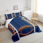 Feelyou Football Bedding Set Full Size Sports Comforter Set for Kids Boys Girls Decor Soccer Ball Game Comforter Microfiber American Football Duvet Set Bedroom Quilt Set