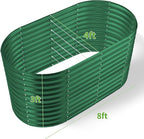 Land Guard 8x4x3ft Oval Galvanized Raised Garden Beds, Large-Capacity Metal Planter Box Outdoor, Durable Deep Raised Garden Bed 3ft Tall, Raised Beds for Gardening Vegetables, Forest Green