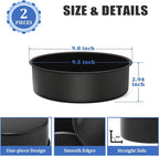 P&P CHEF 9.5 Inch Cake Pan Set, 2Pcs Non-stick Round Baking Cake Pans Tins | Stainless Steel Core & Nonstick Coating, Good for Baking Layer Tier Cakes for Birthday Wedding, Deep Side & One-piece Design
