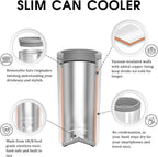 TILUCK Skinny Can Cooler, Stainless Steel Insulated Slim Cans, 12 oz | Beer & Hard Seltzer, Doucle-Walled Stainless Steel Insulated Slim Cans, Slim 12 oz(Frosted Navy)
