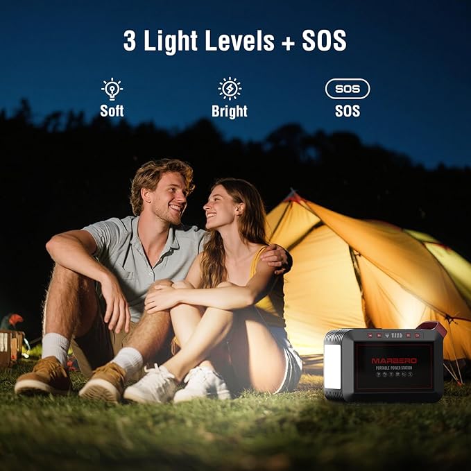 MARBERO 237Wh Solar Generator with Solar Panel Included Portable Power Station 300W Pure Sine Wave with Foldable Solar Panel 60W Set for Camping Outdoor Hiking Fishing Emergency