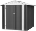 JUMMICO Metal Outdoor Storage Shed 6 x 8 FT Metal Shed with Lockable Door,Waterproof Garden Tool Shed Storage House for Backyard Patio Lawn,Grey