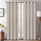 H.VERSAILTEX Thermal Insulated Blackout Window Panels Microfiber Formaldehyde-Free Kids Curtains for Holiday Season Home Decoration,Grommet Top,52 by 96 - Inch - Natural - Set of 2