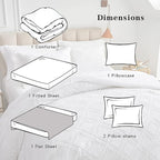 6 Pieces Tufted Bed in a Bag Twin Comforter Set with Sheets White, Soft and Embroidery Shabby Chic Boho Bohemian Design, Luxury Solid Color with Diamond Pattern, Jacquard Tufts Bedding Set for Kids