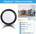 ECOELER 6 Inch Black LED Disk Lights, Dimmable Surface Mount/Recessed Ceiling Downlight, 16.5W 1100Lm 5000K Daylight, Low Profile Ceiling Can Light for Hallway, Bathment, Kitchens, ETL Listed