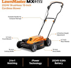 LawnMaster CLMF4819X 19-inch Brushless Cordless Mower with 2X24V MAX* 4.0Ah Battery and a Dual Charger 6 Cutting Position