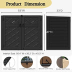 ZZM Large Outdoor Storage Shed, 48 Cu Ft Resin Versatile Storage Cabinet for Patio Accessories, Trash Cans & Garden Tools, Durable Horizontal Storage Box with Lockable Lid (Black)