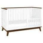 Babyletto Scoot 3-in-1 Convertible Crib with Toddler Bed Conversion Kit in White and Natural Walnut, Greenguard Gold Certified