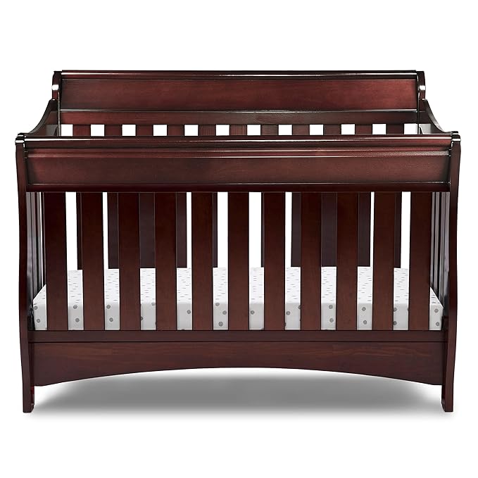 Delta Children Bentley S Series 4-in-1 Convertible Baby Crib, Black Cherry Espresso