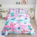 Datura home Kids Comforter Set Mermaid Scale Butterfly Printed Pattern Bedding Set with 1 Comforter and 2 Pillowcases for Girls Boys Bedroom All Season(Mermaid Queen)
