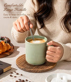 GBhome Coffee Mugs Set of 6，16 oz Coffee Cups with Handle | Cups for Latte, Tea, Cocoa & Milk, Ideal for Daily Use & Gifts, Microwave & Dishwasher Safe, Light Green