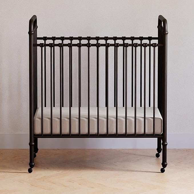 NAMESAKE Abigail 3-in-1 Convertible Mini Metal Crib in Vintage Iron, Greenguard Gold Certified