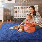 Super Soft Fluffy Shaggy Rugs for Living Room Bedroom, Fuzzy Plush Area Rugs for Girls Kids Room Nursery Home Decor, Furry Dorm Rug Cute Non-Slip Indoor Floor Carpet 5x8 Feet, Navy Blue