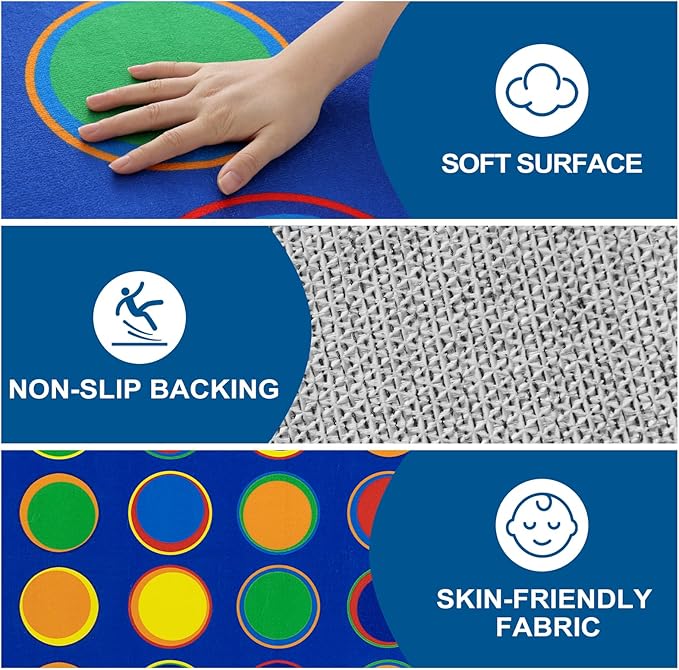 LIVEBOX Sitting Spots Kids Rug for Classroom, Washable School Learning Area Rugs, Colorful Preschool Kids Classroom Carpet Non-Slip Playroom Mat for Daycare Learning,13'x7'5"(Seats-24)