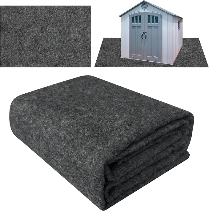 Ogrmar 8.2 x 10.2 FT Outdoor Storage Shed Mat, Waterproof Felt & PE Backing, Slip-Resistant, Durable & Easy to Clean, Gray