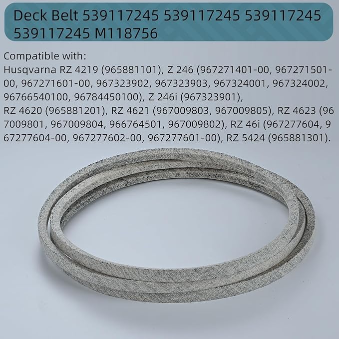5/8 x 123'' Deck Belt Replace for AYP 539117245 Dixon 539117245 Husqvarna 539117245 Poulan 539117245 John Deere M118756 Lawn Mower with 46" Deck Kevlar Lawn Mower Belt (539117245)