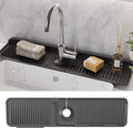 WAFT YEARN 24X5 Inch Silicone Durable Faucet Mat Kitchen Sink Splash Guard Draining Protector Tray Liner Absorbent Protective Counter Accessories For Sink Kitchen Bathroom Laundry Room Bar & RV Black
