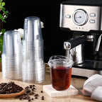 Ziliny 50 Sets Clear Plastic Coffee Cups with Sip Lids, Disposable Plastic PET Crystal Cups for Iced Coffee, Smoothie, Cold Beverage, Drink Shops and Party Catering(Clear,14 oz)