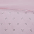 Mi Zone Rosalie Comforter Set for Girls, Ultra-Soft Microlight Plush Metallic Printed Hearts Brushed Reverse Overfilled Down Alternative Hypoallergenic All Season, Twin/Twin XL, Pink/Silver, 3 Piece