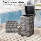 VINGLI Wicker Patio Trash Can, 27 Gallon Rattan Trash Can with Removable Lid, Outdoor Wicker Waste Basket, Wast Container (Grey)