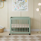 Babyletto Yuzu Convertible All-Stages Bassinet, Midi, Full-Size Crib in Light Sage, Greenguard Gold Certified, Portable & Adjustable with Conversion Kits and Pads Included