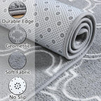 Chicrug Shag Geometric Modern Area Rug for Bedroom, 6x9 Feet Memory Foam Indoor Carpet, Fluffy Rug for Living room Bedside Room Decor for Family Girls Kids Nursery Play Mat, Grey/White