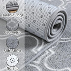 Chicrug Shag Geometric Modern Area Rug for Living Room, 7x10 Feet Large Memory Foam Indoor Carpet, Fluffy Rug for Bedroom Bedside Room Decor for Family Girls Kids Nursery, Grey/White